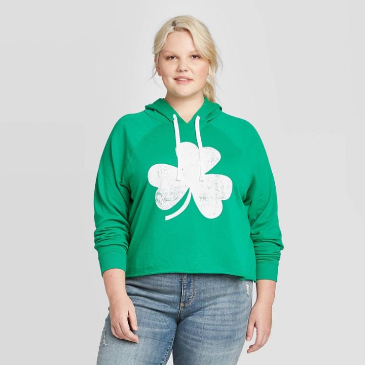 Women's Clover Plus Size Hoodie - Grayson Threads (juniors') - Green 1x, Women's,