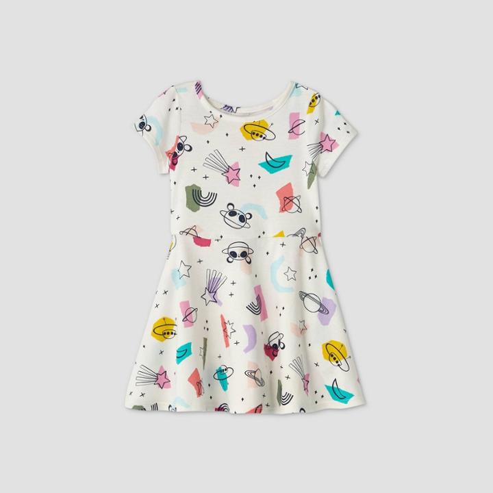 Toddler Girls' Knit Short Sleeve Dress - Cat & Jack Cream