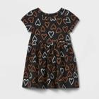 Toddler Girls' Heart Short Sleeve Knit Dress - Cat & Jack Black