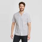 Men's Standard Fit Short Sleeve Seersucker Camp Shirt - Goodfellow & Co True White Stripe S, Men's,
