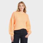 Women's Crewneck Textured Pullover Sweater - A New Day Orange