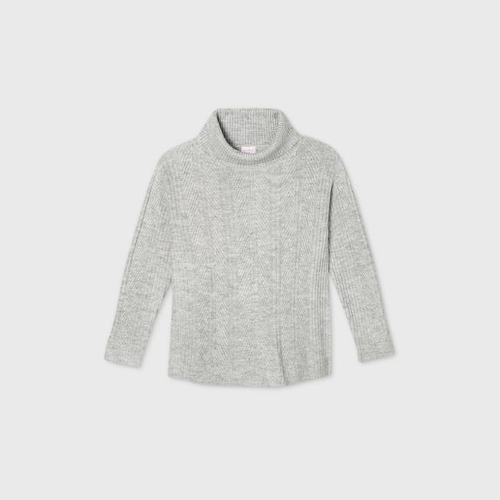 Maternity Cowl Neck Chevron Textured Pullover Sweater - Isabel Maternity By Ingrid & Isabel Gray
