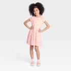 Girls' Printed Short Sleeve 100% Cotton Knit Dress - Cat & Jack Light Peach