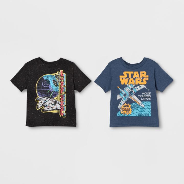 Toddler Boys' 2pk Star Wars Short Sleeve T-shirts - Black/blue 5t,