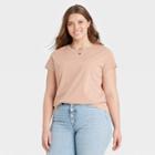 Women's Plus Size Short Sleeve T-shirt - Universal Thread Blush Brown