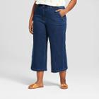 Women's Plus Size Wide Leg Denim Crop Pants - A New Day Indigo (blue)