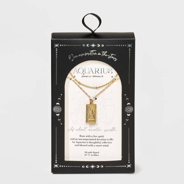 No Brand 14k Gold Dipped 'aquarius' Zodiac Pendant Necklace - Gold