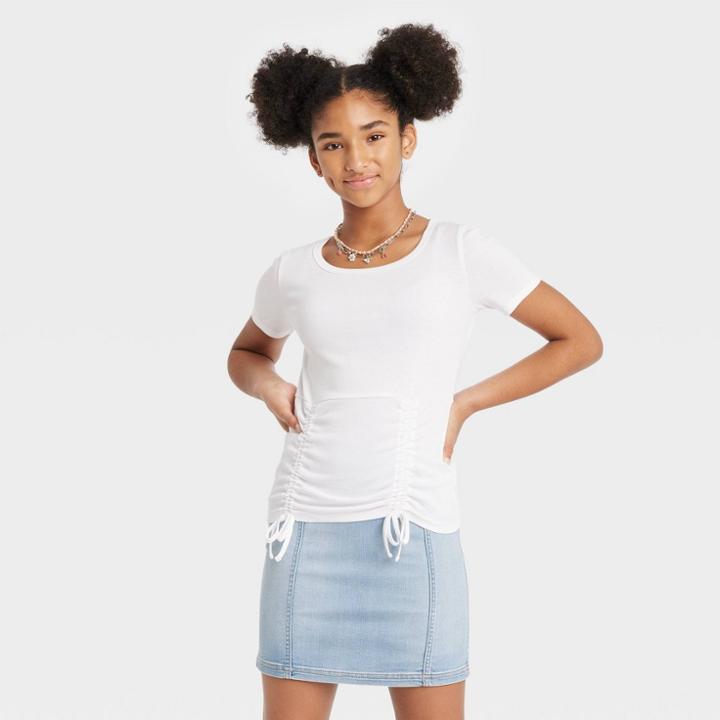 Girls' Cinch Front T-shirt - Art Class White