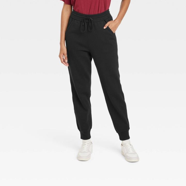 Women's High-rise Fleece Jogger Pants - Universal Thread Black