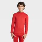 Boys' Long Sleeve Fitted Performance Mock Neck T-shirt - All In Motion Red