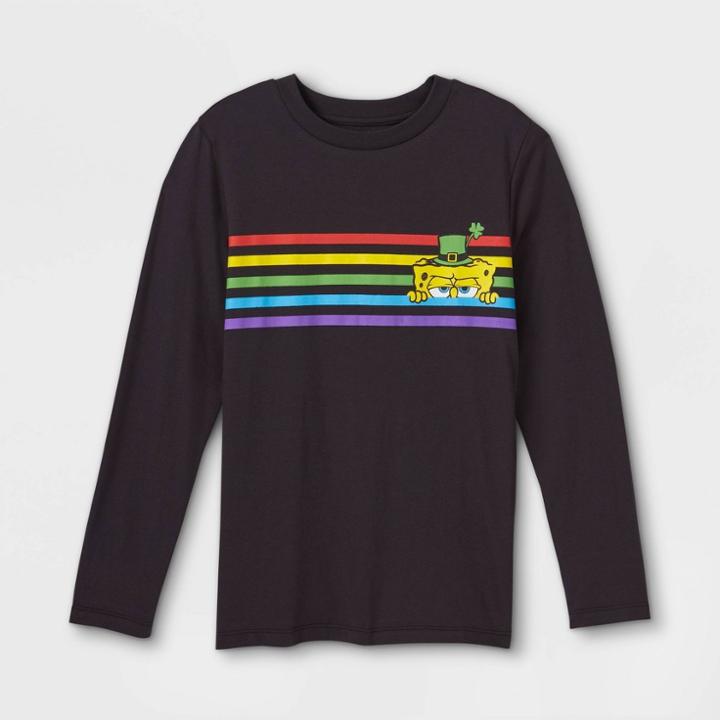 Boys' Nickelodeon Spongebob Squarepants Hat Long Sleeve Graphic T-shirt - Charcoal Gray