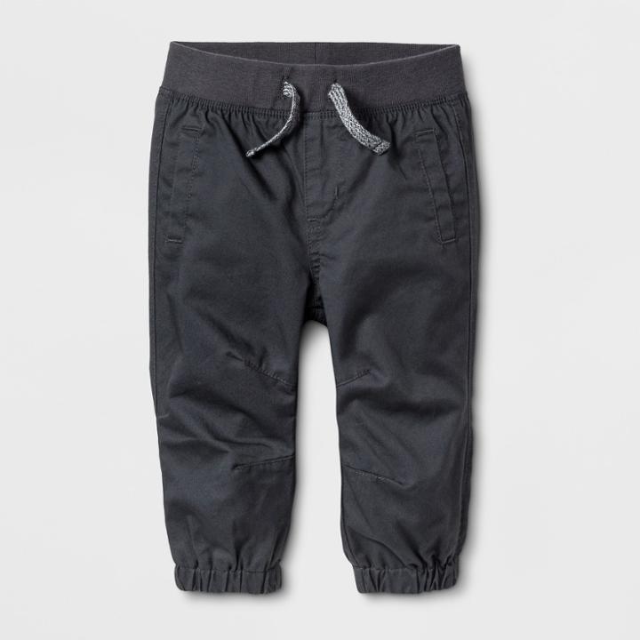 Baby Boys' Twill Joggers - Cat & Jack Gray