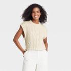 Women's Crewneck Cable Popover Sweater Vest - Who What Wear Cream