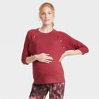3/4 Sleeve Snap Shoulder Maternity Sweatshirt - Isabel Maternity By Ingrid & Isabel Red