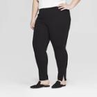 Women's Plus Size Mid-rise Ankle Length Leggings With Zipper - Prologue Black