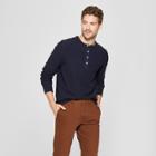 Men's Standard Fit Long Sleeve Textured Henley Shirt - Goodfellow & Co Federal Blue
