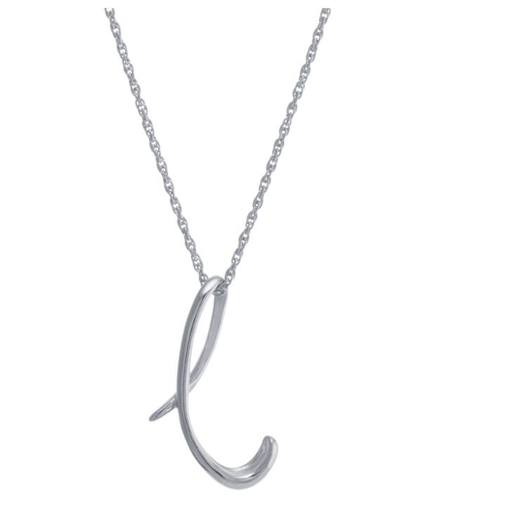 Distributed By Target Women's Sterling Silver Cursive Script Initial Pendant - L (18), Size: Large,