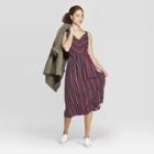 Women's Striped Relaxed Fit Sleeveless Deep V-neck Midi Dress - A New Day Navy