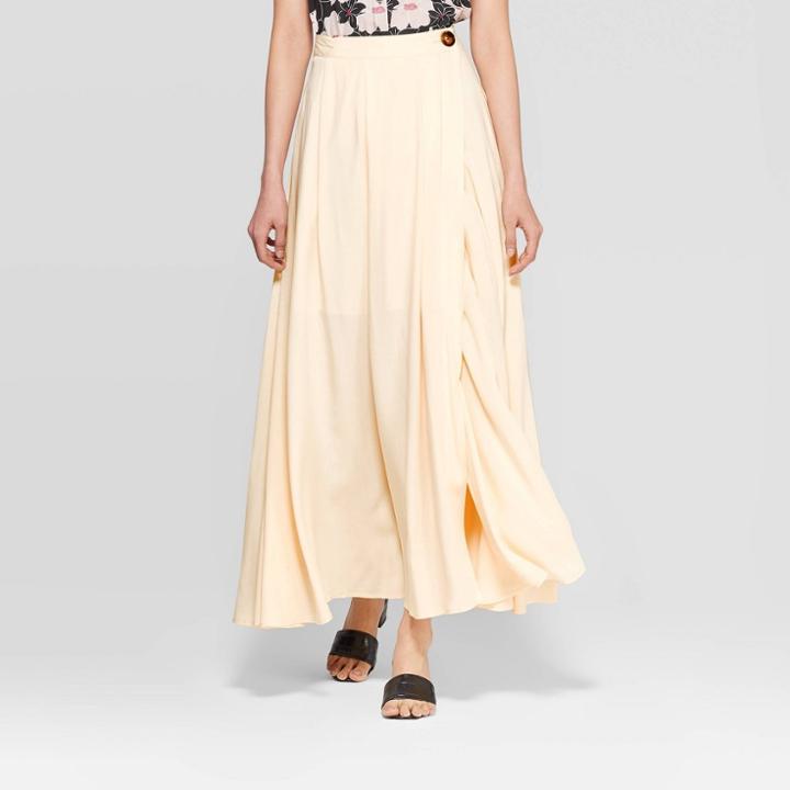 Women's Mid-rise High Slit Maxi Skirt - Who What Wear Cream