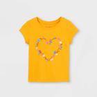 Toddler Girls' Floral Heart Short Sleeve Graphic T-shirt - Cat & Jack Mustard