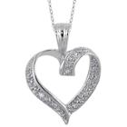 Target Women's Sterling Silver Round-cut White Diamond Pave Set Heart Pendant - White
