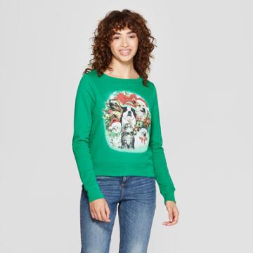 Women's Cat & Dog With Bells Sweatshirt - Fifth Sun (juniors') Green