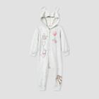 Disney Baby Girls' Winnie The Pooh And Friends Long Sleeve Hooded Fleece Coverall - Gray Newborn