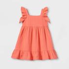 Toddler Girls' Tiered Ruffle Sleeve Dress - Cat & Jack Medium Coral