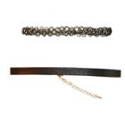 Target Women's Choker 2 Piece Set - Black Nylon And Faux Leather Necklace