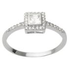 Journee Collection 3/8 Ct T.w. Square Cut Cubic Zirconia Basket Set Bridal Style Ring In Sterling