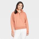 Women's French Terry Quarter Zip Sweatshirt - Universal Thread Coral Orange