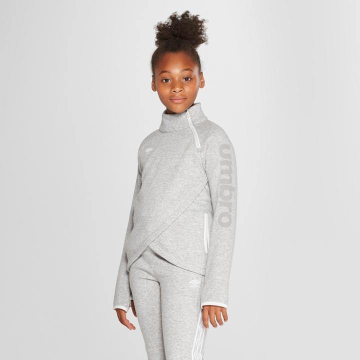Umbro Girls' Asymmetrical Fleece Pullover - Heather Grey Xs, Girl's, Grey Grey