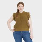 Women's Plus Size Crewneck Sweater Vest - Universal Thread Olive Green
