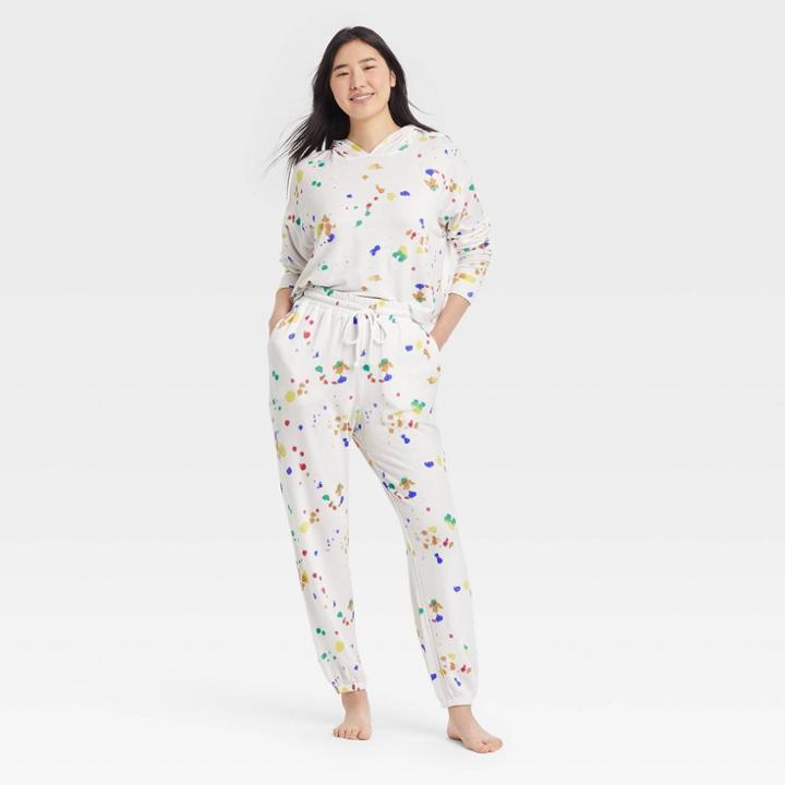 Women's Splatter Print Fleece Lounge Sweatshirt - Colsie White