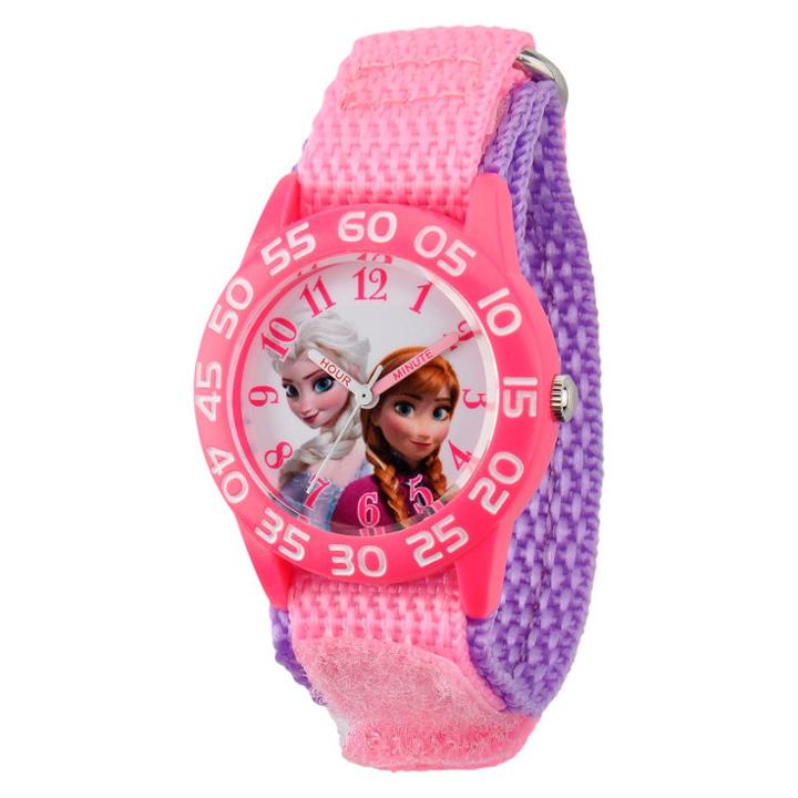 Kid's Disney Frozen Anna And Elsa Plastic Watch - Pink, Girl's