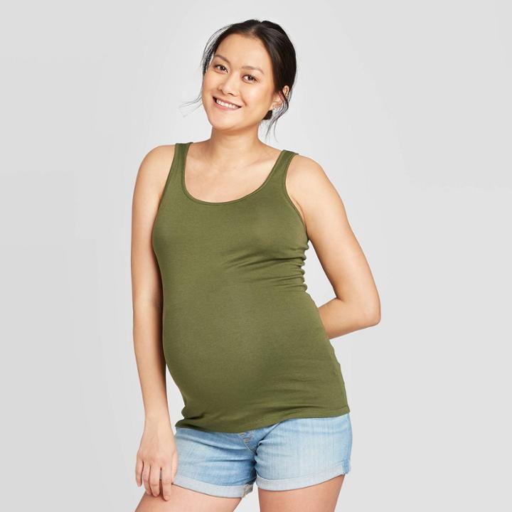 Maternity Rib Tank Top - Isabel Maternity By Ingrid & Isabel Green