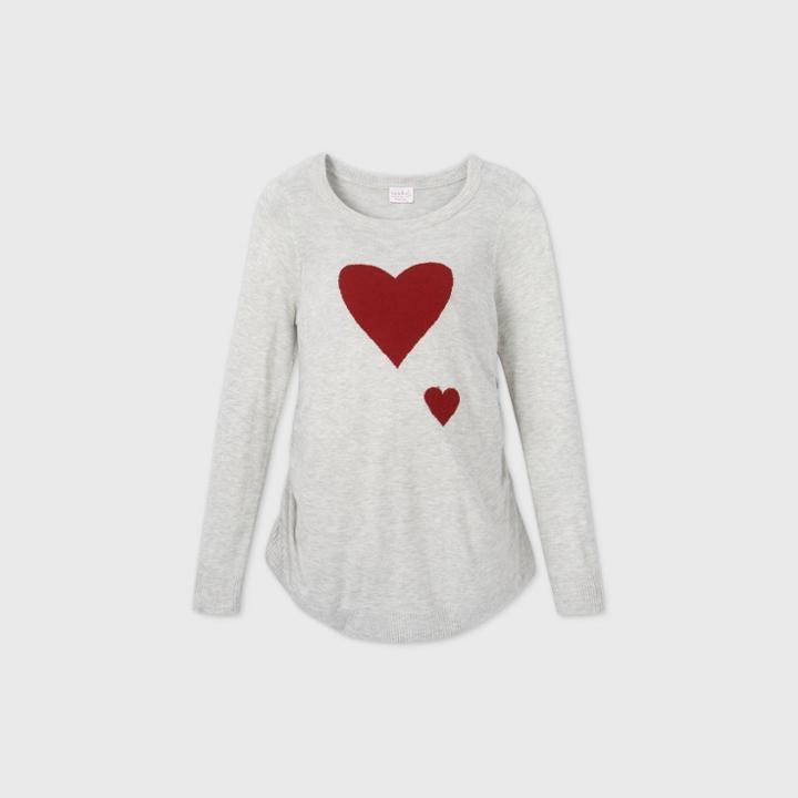 Maternity Printed Pullover Sweater - Isabel Maternity By Ingrid & Isabel Gray