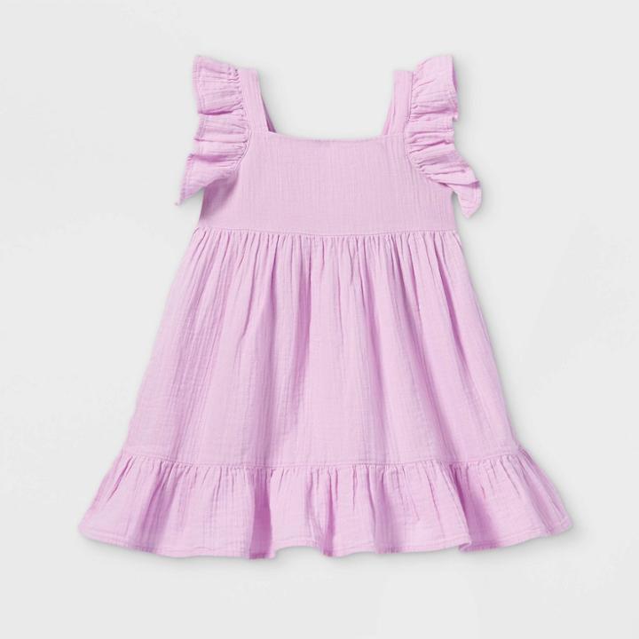 Toddler Girls' Tiered Ruffle Sleeve Dress - Cat & Jack Light Purple