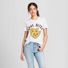 Women's Love Bites Pizza Short Sleeve Crew Neck T-shirt (juniors') - Mighty Fine White