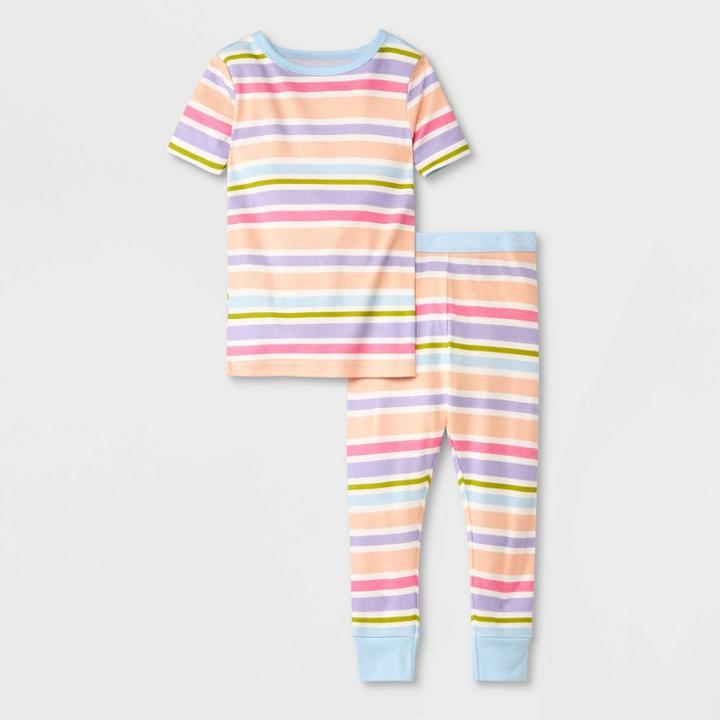 Toddler 2pc Easter & Striped Tight Fit Pajama Set - Cat & Jack