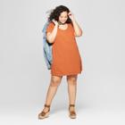 Women's Plus Size Short Sleeve Scoop Neck T-shirt Dress - Universal Thread Orange