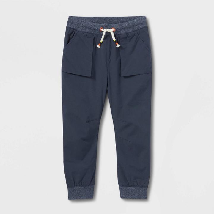 Toddler Boys' Jersey Lined Poplin Woven Pull-on Pants - Cat & Jack Blue
