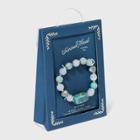 Semi-precious Blue Agate With Matte Gray Cats Eye Stretch Bracelet - Universal Thread Chalk White