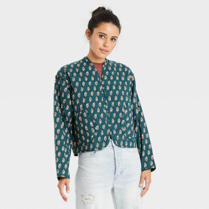 Women's Quilted Jacket - Universal Thread Dark Green