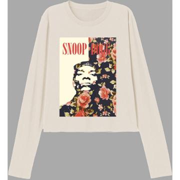 Women's Snoop Dogg Long Sleeve Crop T-shirt - (juniors') - Cream