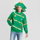 Mad Engine Men's Christmas Tree Zip-up Ugly Holiday Sweatshirt - Green