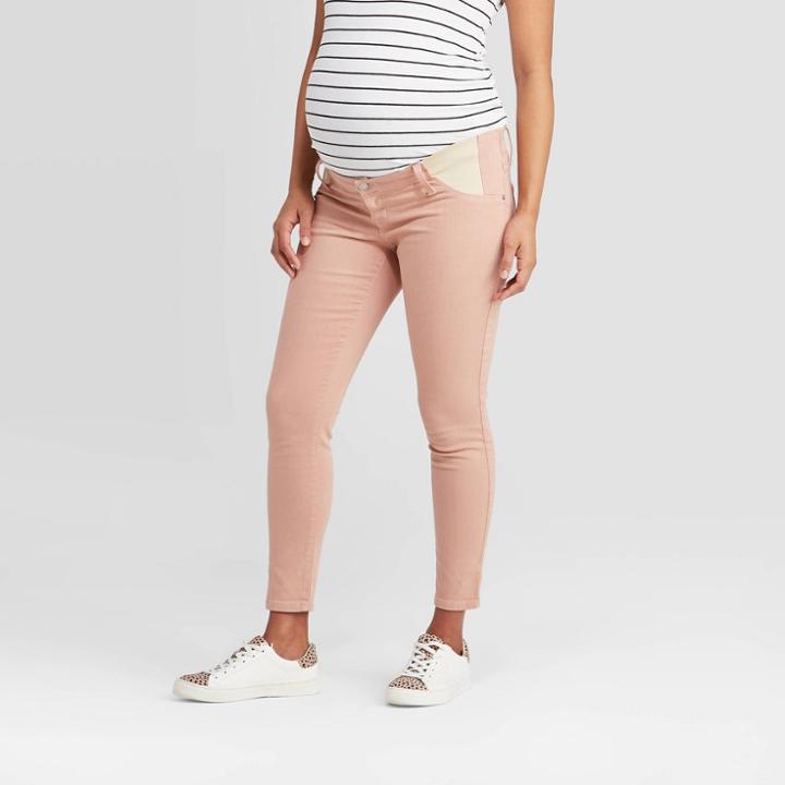 Maternity Side Panel Skinny Cropped Jeans - Isabel Maternity By Ingrid & Isabel Pink
