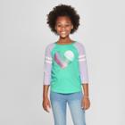 Girls' Heart Baseball 3/4 Sleeve T-shirt - Cat & Jack Green