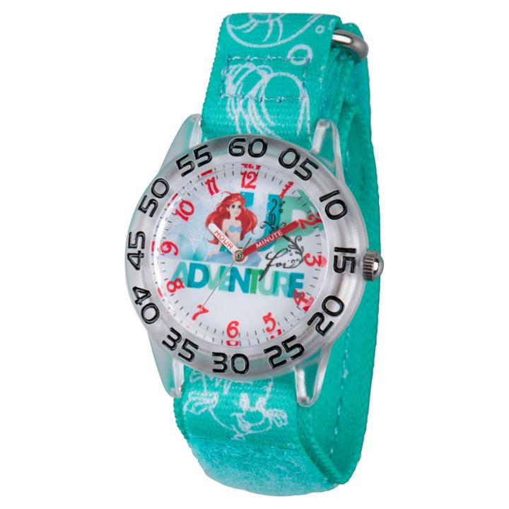 Girls' Disney Princess Ariel Clear Plastic Time Teacher Watch - Green, Girl's