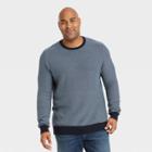 Men's Tall Striped Regular Fit Crewneck Pullover Sweater - Goodfellow & Co Xavier Navy Mt, Xavier Blue